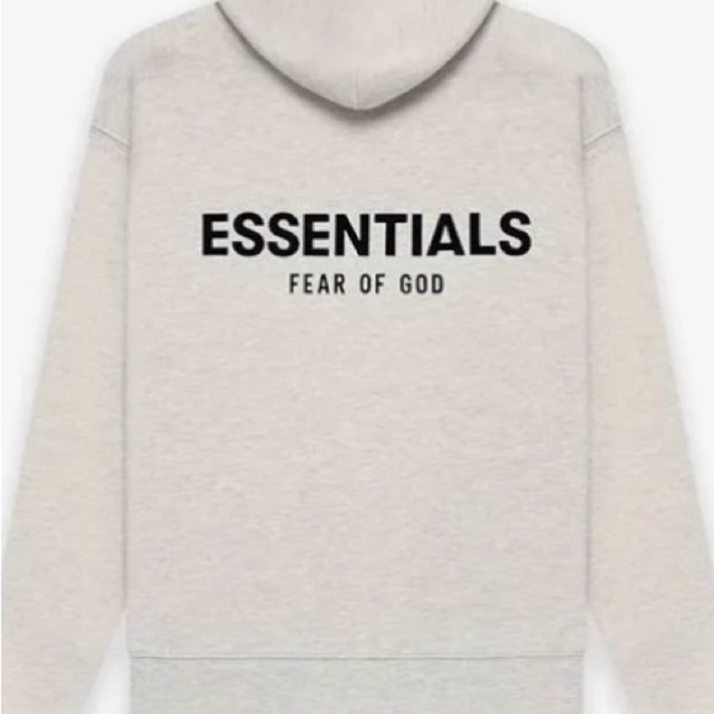 Essentials Cream Hoodie with Black Logo